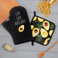 Набор кухонный «Avocado» варежка-прихватка 20х28см, прихватка 19х19см,100% хл Этель