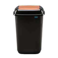 Контейнер для мусора PLAFOR Quatro bin 28 л черный с коричневой плавающей крышкой