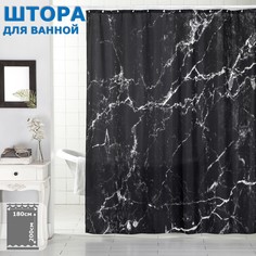 Штора для ванной комнаты Ridberg Marble 180 x 200 см (Black)