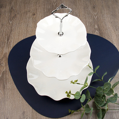 Блюдо трехъярусное Nouvelle Маршмеллоу 14/20/24 см, высота 37 см, фарфор