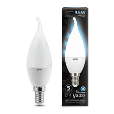Упаковка ламп 10 штук Лампа Gauss Свеча на ветру 9.5W 950lm 4100K E14 LED