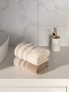 Набор махровых полотенец (2 шт) 40x60 см, бежевый/молочный Lucky 8283 D100030