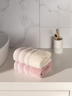 Набор полотенец Lucky 40x60, 2шт, розовый/молочный махровые D100029