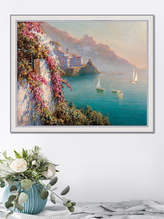 Картина Графис для интерьера Амальфи. Цветы над морем 40х50 см GRAF 20009