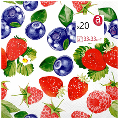 Салфетки бумажные Actuel с ягодами 2 слоя 33 х 33 см 20 шт