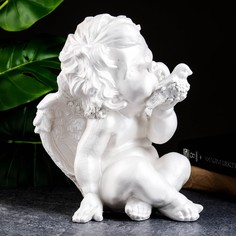 Статуэтка "Ангел с птичкой" перламутр, 30х21х21см Хорошие сувениры