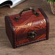 Шкатулка дерево сундучок Цветущий бамбук 8,5х11,8х8,5 см No Brand