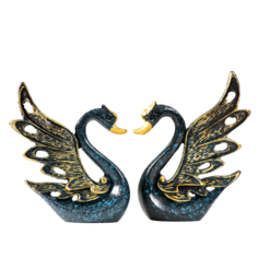 Сувенир полистоун Синий лебедь с золотыми крыльями набор 2 шт 2,5х7,5х9 см No Brand