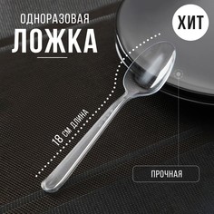 Ложка одноразовая «Премиум», 18 см, цвет прозрачный (25 шт) No Brand