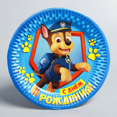 Щенячий патруль. Тарелка бумажная "С Днем Рождения!", PAW Patrol(10 шт.)