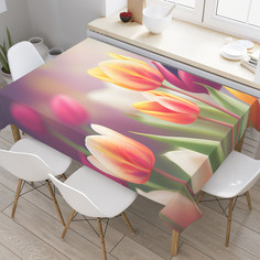 Прямоугольная тканевая скатерть на стол Поле тюльпанов 145х180см Joy Arty