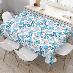 Прямоугольная тканевая скатерть на стол Голубые бабочки 120х145см Joy Arty
