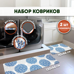 Набор ковриков для ванной и туалета SBX 120х44 и 70х44 см, синий