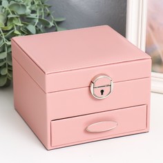 Шкатулка кожзам для украшений "Сахарная вата" 16х16х11,8 см No Brand