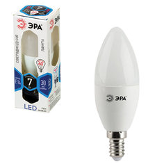 Лампа светодиодная ЭРА, 7 (60) Вт, цоколь E14, "свеча", холодный белый свет, 30000 ч., LED ERA