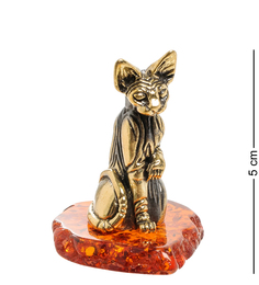 Фигурка "Кошка Сфинкс египетская" (латунь, янтарь) Народные промыслы