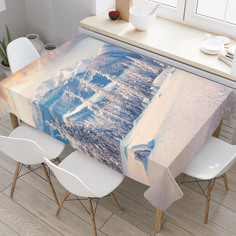 Скатерть прямоугольная на кухонный стол JoyArty "Зима в горах" из оксфорда, 180x145 см