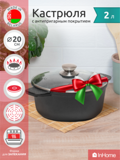 Литая алюминиевая кастрюля со стеклянной крышкой InHome IVPS/2.0