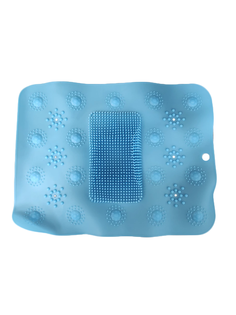 Противоскользящий силиконовый коврик для ванной на присосках 00118031 голубой, 42х32 см No Brand