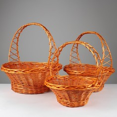 Набор корзин, 51 х 22/53 см, 44 х 21/47 см, 38 х 17/42 см, лоза No Brand