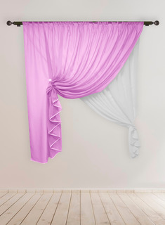 Шторы Вальс, тюль (вуаль), ширина 300, высота 195 см, Белый, лавандовый Tex Valley