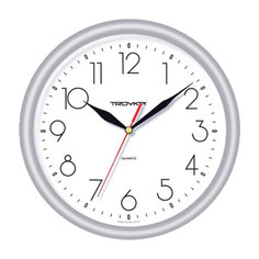 Часы настенные аналоговые Troyka белые серебристая рамка, 24,5x24,5x3,1см, 10шт.