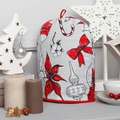 Грелка на чайник Доляна Новогоднее настроение 28х28см, 100% хл., 164г/м2 No Brand