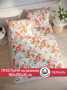 Простынь на резинке Cказка Прохоровская роза новая 180х200