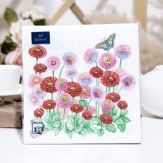Салфетки бумажные Art Bouguet Маргаритки 3 слоя 33х33 см, 20 шт