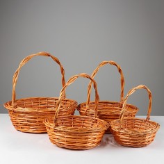 Набор корзин 40 х 14/40 см, 35 х 12/36 см, 30 х 11/30 см, 24 х 9/27 см, лоза No Brand