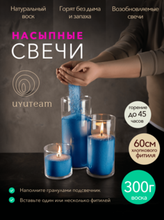 Насыпные свечи в гранулах UYUTEAM синие натуральные восковые не ароматические