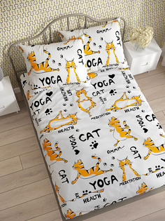 Простынь на резинке Сказка "Yogacat" 140х200 см