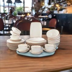 Набор столовой посуды Porland Seasons бежевый фарфор 32 предмета на 6 персон