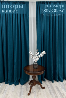Шторы Милкитекс "Канвас" 580х330см (290х330см - 2шт), сине-зеленые