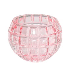 Подсвечник стекло "Бочонок" d-4,5 см розовый 7,5х7,5х6 см No Brand
