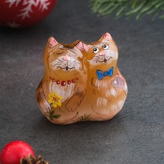 Сувенир «Кот с кошкой», 8x4x7 см, селенит No Brand