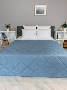 Одеяло БельВита 2 спальное облегчённое взрослое синее ультрастеп Belvita