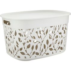 Коробка ФЛОРА 25 л с крышкой, Белый ротанг, М 2364 Idea