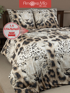 Комплект постельного белья Amore Mio 1,5-спальный, микрофибра, леопард, 2 наволочки 70х70