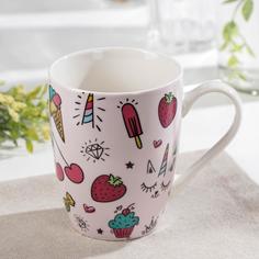 Кружка фарфоровая Доляна «Сладости», 350 мл, 12x8,4x10,5 см