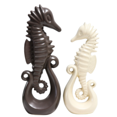 Сувенир керамика Морские коньки матовый шоколад и сливки набор 2 шт 38,5х8,5х13,5 см No Brand