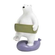 Сувенир полистоун Белый мишка в лодке, раздавил воздушный шарик 16,5х10х13 см No Brand