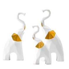 Сувенир полистоун 3D Белые слоны набор 3 шт 13,5х4,5х7,5 см 20х5,5х9,5 см 21х5,5х10 см No Brand