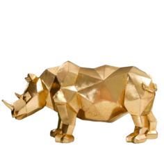 Сувенир полистоун 3D Золотой носорог 25,1 см No Brand