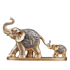Сувенир полистоун Слон со слоненком с барельефом на попоне - стадо слонов 24х8,5х36 см No Brand
