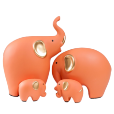 Сувенир керамика Четыре слона оранж набор 4 шт 7,5х9,5 17х21 27х22,5 см No Brand