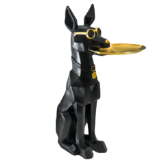Сувенир полистоун подставка 3D Черный пес в очках d26 см 77х26х20 см No Brand