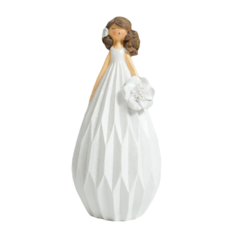 Сувенир полистоун Малышка с цветком в волосах, в белом платье, с цветком 24,3х11,5х11 см No Brand
