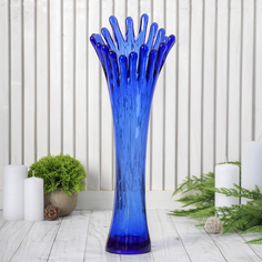 ваза "Коралл" h 380 мм. из синего стекла (без декора) No Brand