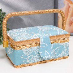 Шкатулка для рукоделия "Розы на голубом" 10х13х19,5 см No Brand